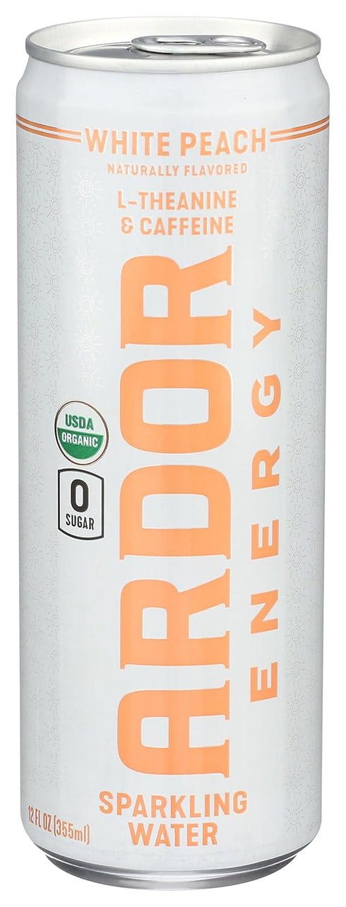 Ardor, Water Sparkling Energy White Peach Organic, 12 Fl Oz