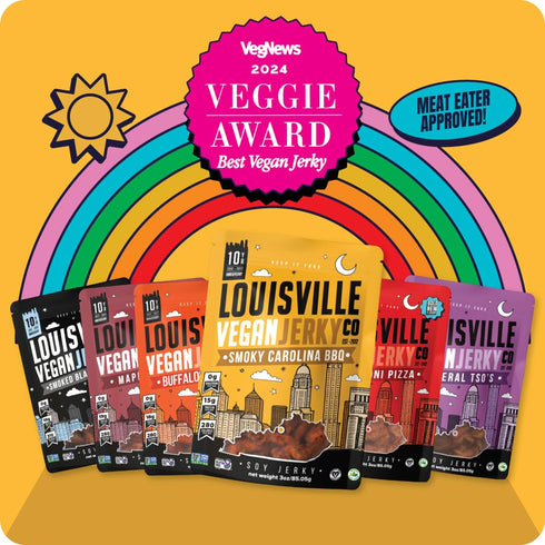 Louisville Vegan Jerky, Sweet & Smoky Carolina Mustard BBQ, Non-GMO, Gluten-Free, 3oz