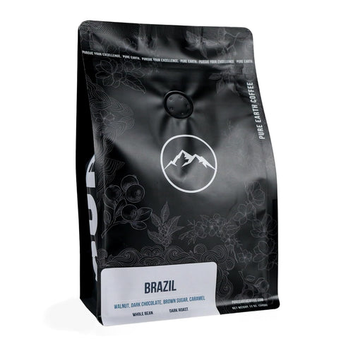 PURE EARTH COFFEE CO. Whole Bean Coffee, Brazil Single-Origin Beans, Dark Roast,
