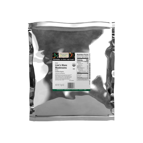 Frontier Co-op Organic Lion's Mane Mushrooms, Dried Slices, Bag - Hearty Plant-Based