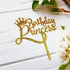 Happy Birthday Princess Cake Topper, Gold Glitter Acrylic for Princess Birthday Cake Party Decorations