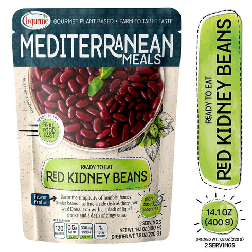 14.1 Oz (Pack 1) Mediterranean, Ready to Eat Red Kidney Beans, Gluten Free, Plant Based, Vegan, No Preservatives, No