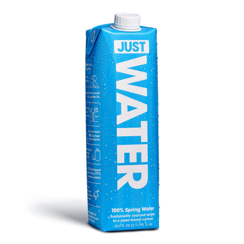 100% 8.0 1L 33.8 Oz (Pack 6) JUST Water - Spring Water, Naturally Alkaline, pH - Plant-Based, BPA Free, Sustainable