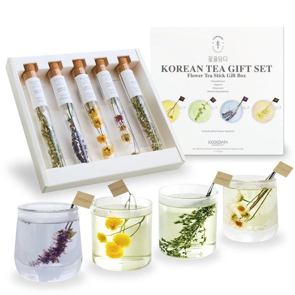 KKOKDAM Premium Flower Korean Tea Stick Gift Set - 5 Handcrafted Blooming