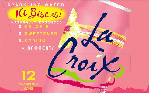 12-fluid 12-cans La Croix Hi-Biscus! essenced sparkling water, ounce cans, in box