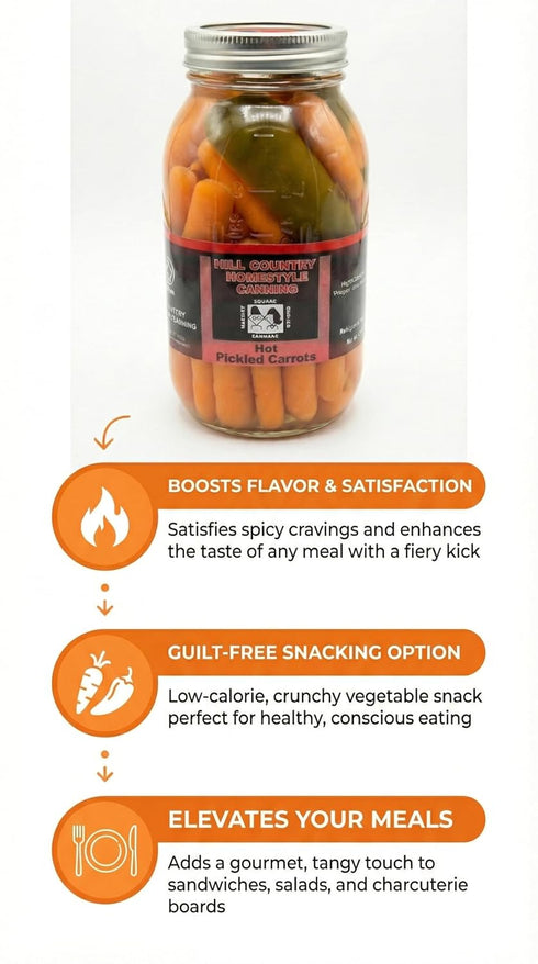 Bluebonnet Creek Farms Country 32oz Texas Hill Hot Dill Carrots