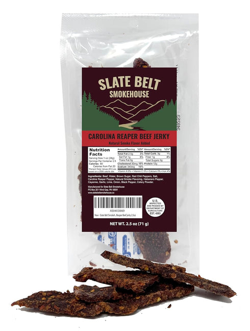 Slate Belt Smokehouse Carolina Reaper Jerky, Spicy Beef Jerky with Serious Heat