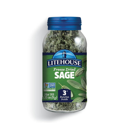 Litehouse Freeze Dried Sage, Organic, Jar Equal to 3 Fresh Bunches, Non-GMO, Gluten-Free, 0.30 Ounce