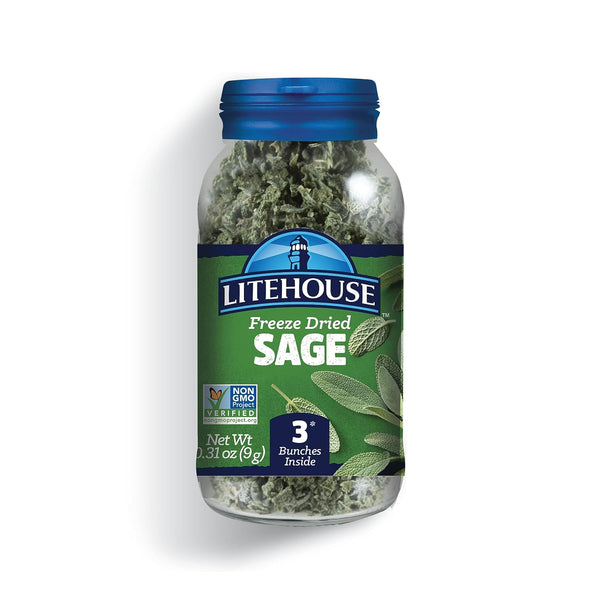 Litehouse Freeze Dried Sage, Organic, Jar Equal to 3 Fresh Bunches, Non-GMO, Gluten-Free, 0.30 Ounce