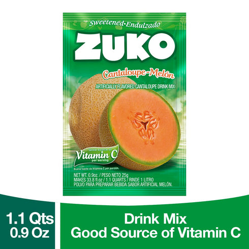 48 Packets Zuko Cantaloupe Powdered Drink Mix, No Added Sugar Needed, Ct Individual