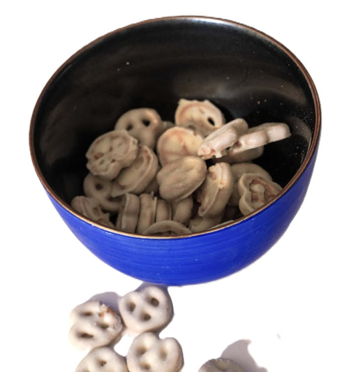 DM Sweets 1 lb Yogurt Coated Mini Pretzels - of Fresh Gourmet Sweet Creamy Covered Dipped Pretzels in Resealable Bag