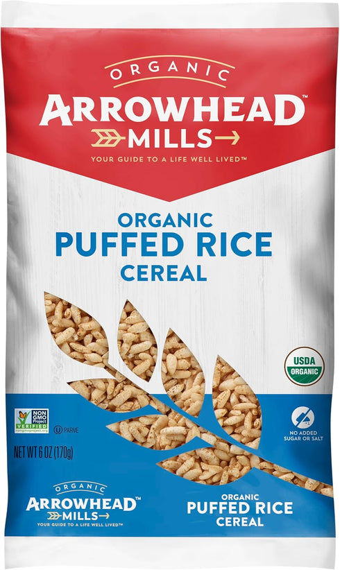 Arrowhead Mills Puffed Rice Cereal, 6 oz Bag, Pack of 2