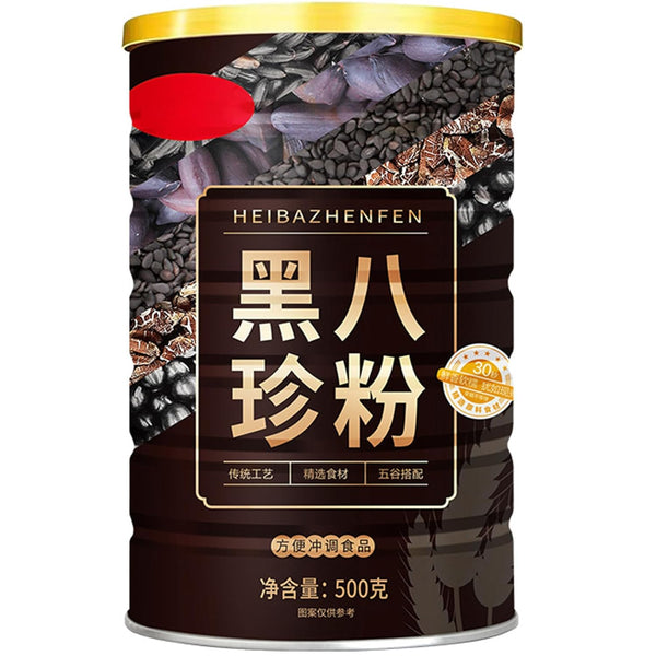 500g Black Eight Treasures Porridge, Herbal Powder Blend with Black Sesame, Mulberry,