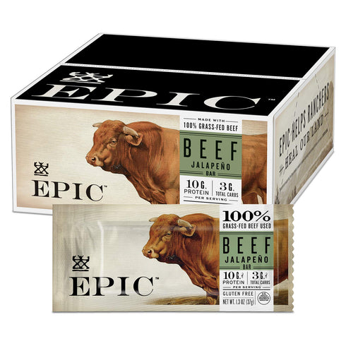 EPIC Bars, Beef Jalapeno, Keto and Paleo Friendly, Whole30 Approved, Gluten Free,