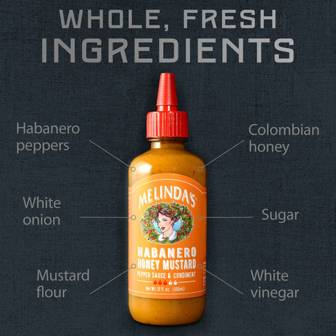 Melinda’s Habanero Honey Mustard, Gourmet Hot Honey Mustard Sauce, 12 oz, 2 Pack