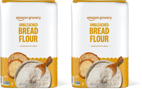 Amazon Fresh , Enriched Bread Flour, Unbleached, 5 Lb (Pack of 2)