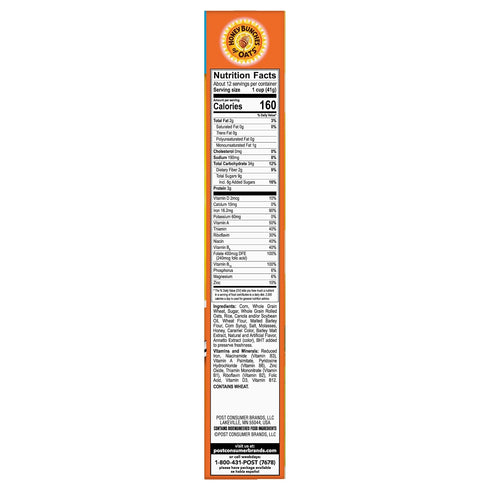 18 OZ Honey Bunches of Oats Honey Roasted Breakfast Cereal, Honey Oats Cereal with Granola Clusters, Box