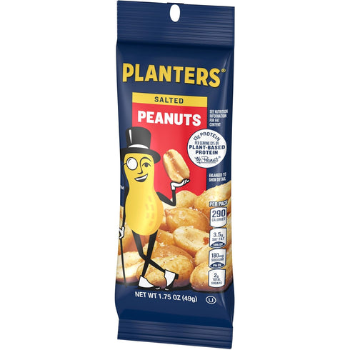 Packs, 1.75 oz (Pack 12) PLANTERS Salted Peanuts, Nuts Individual Party Snacks, Snack Nuts, Snacks On the Go