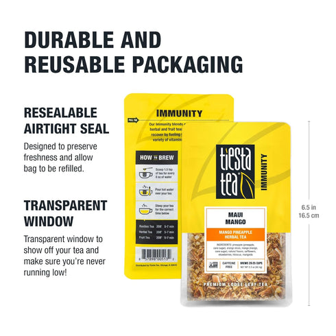 Tiesta Tea Maui Mango, Loose Leaf Herbal Tea, Mango Pineapple Blend, Non-Caffeinated, 2.2 Ounce Pouch