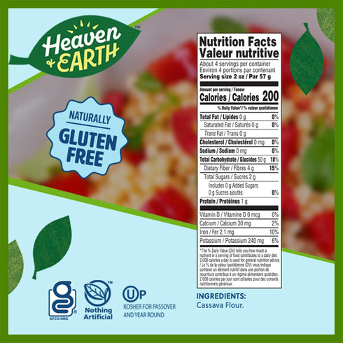 8oz (3 Pack) Heaven & Earth Grain Free Pasta, Cassava Pearled Couscous, | Paleo Pasta | Vegan | Certified Gluten Free |