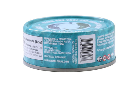 Sustainable Seas Albacore 5 3rd 100% (Pack 12), Packaging , Chunk Tuna in Water, No Salt Added, Ounce, party mercury