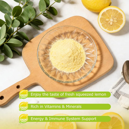 Lemon Powder Made from Real Lemons, Rich in Natural Vitamin C Lemon Juice Powder for Baking, Cooking & Drinks, Easy-Mix