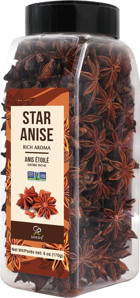 Soeos Star Anise Seeds 6oz (170g), Non-GMO Verified, Great for Baking and