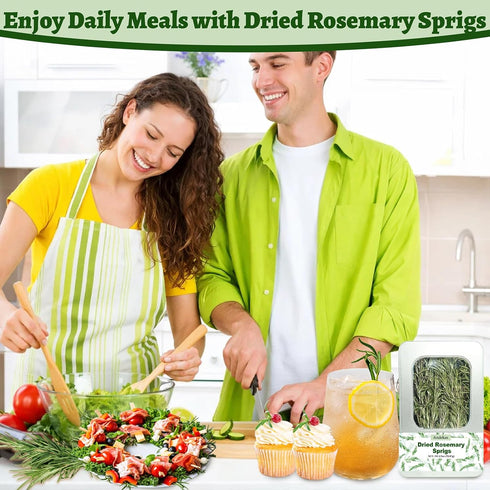 3035PCS 2.5oz 7" Dried Whole Rosemary Sprigs, Natural Spices in Clear-Window Tin, Air-Dried Rosemary for Cooking