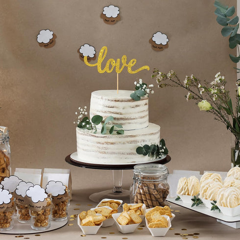 Gold Glitter Love Cake Topper - Wedding/Engagement/Bridal Shower/Anniversary/Birthday Decorations Supplies
