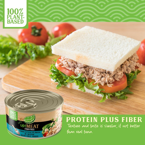 6 Pack unMEAT Plant Based Tuna Style Flakes in Water Vegan Canned Tuna, Fish-Free Tuna for Tuna Salad and Sandwiches