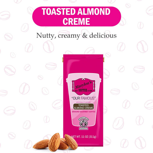11 oz Marylous Coffee Toasted Almond Creme Flavored Coffee Ground Gourmet Coffee