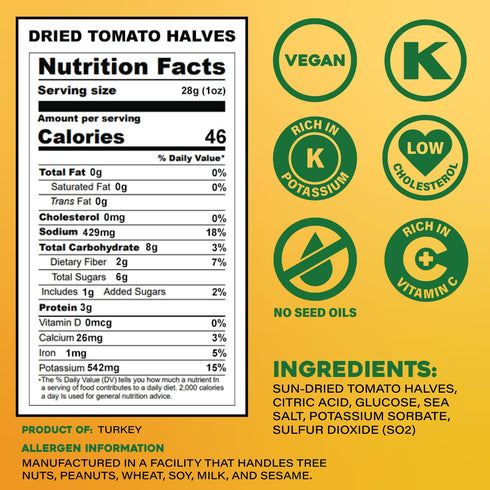 5 lb (80 oz) Sunbest Natural Sun-Dried Tomato Halves Bulk Bag Intense & Zesty Flavor Moist & Ready to Eat Kosher
