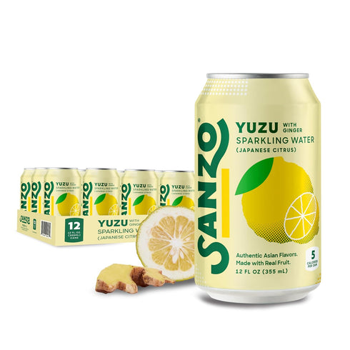 Sanzo Flavored Sparkling Water - Yuzu Lemon Seltzer (with Ginger) - Low