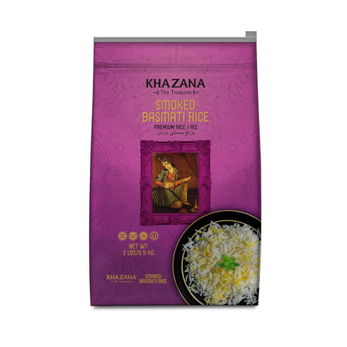Authentic Smoked Basmati Rice by Khazana in 2 lb Resealable Zipper Bag