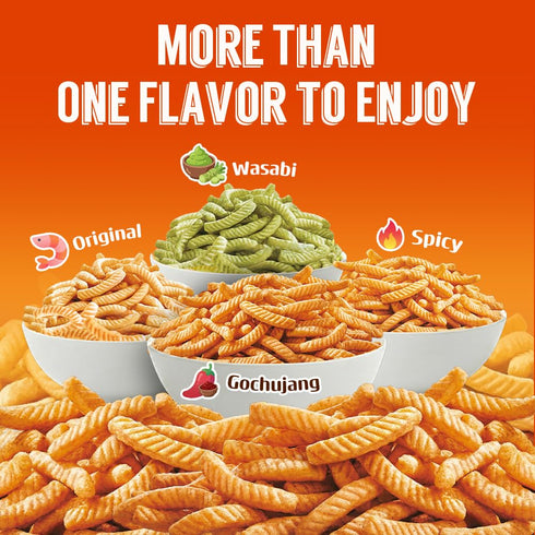 2.64 oz (Pack 20) Nongshim Shrimp Crackers, Gochujang Flavor, Crispy Baked Korean Snack, Bags