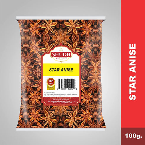 jimidar 100 gm(3.5oz), Shudh Star Anise Whole Chinese Star Anise, Sun Dried Anise Star Spice, Anis Estrella/Badian