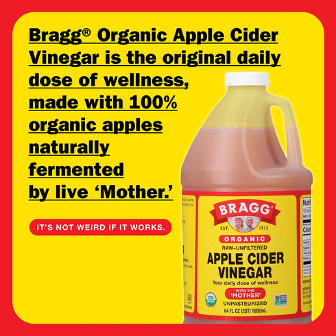 64oz 128oz Bragg Organic Apple Cider Vinegar with the Mother + Bragg Liquid Aminos All-Purpose Seasoning