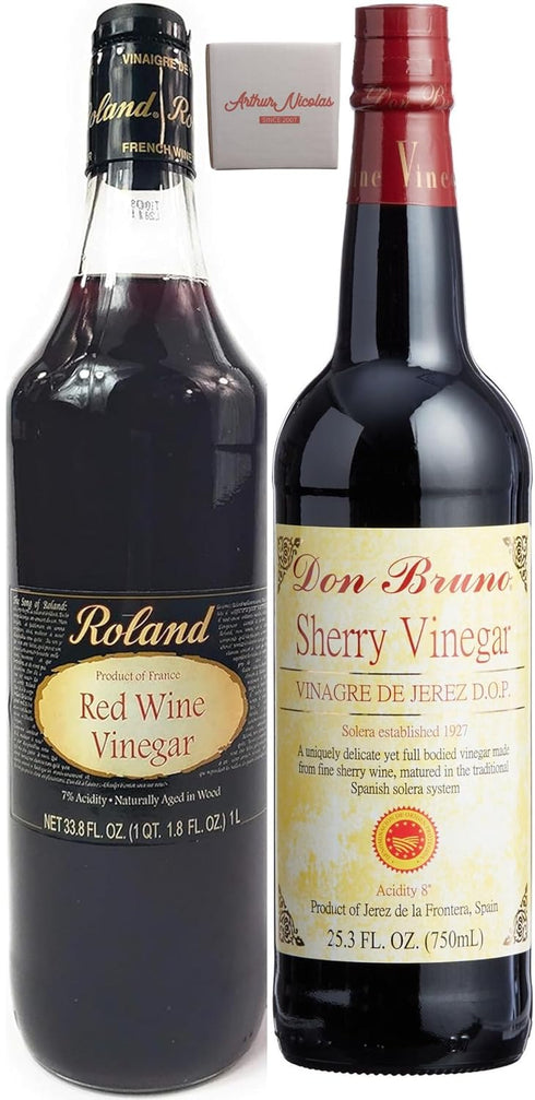Arthur Nicolas 2 Pack 1 | Red Wine Vinegar and Cherry Wine Vinegar Combo | Bottle Each