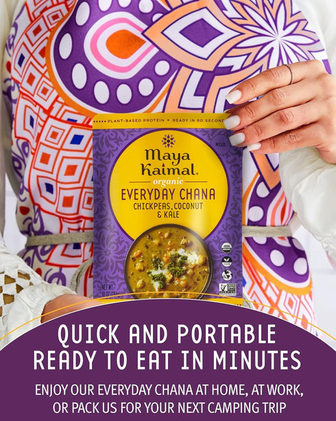 10oz Pack 6 Maya Kaimal Foods - Organic Indian Everyday Chana - - Fully Cooked Chickpeas with Coconut & Kale - Vegan