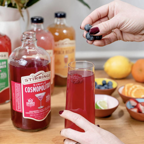 Pack 750ml 90 Stirrings Cosmopolitan Cocktail Mix Bottle - Real Juice No Preservatives - Calories - Drink Mixer