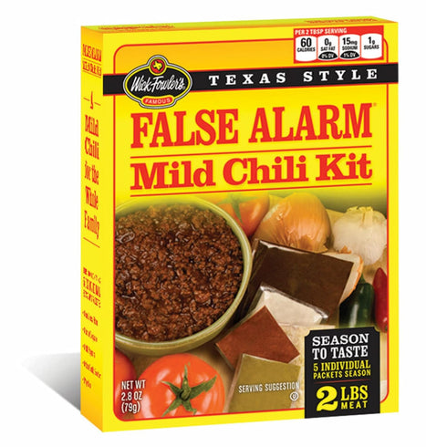 Wick Fowler's False Alarm Mild Chili Kit, Texas Style Chili Seasoning Mix