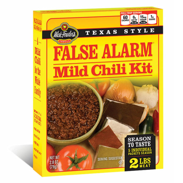 Wick Fowler's False Alarm Mild Chili Kit, Texas Style Chili Seasoning Mix