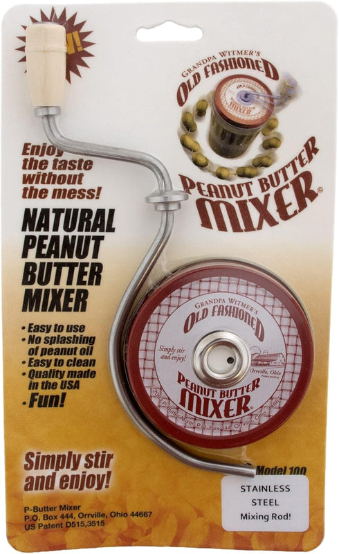 Grandpa Witmer’s Old Fashioned Mess-Free Nut Butter Mixer, Natural Peanut Butter, Made in America, Fits 16-Ounce Jars