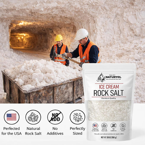 30 oz (850 Rock Salt for Ice Cream by Naturyol, Non-Iodized Ice Cream Salt - Ideal for Making icecream, g)