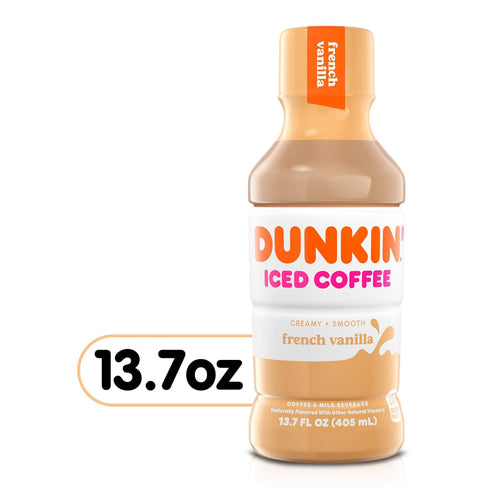 Dunkin' Donuts 13.7 oz, 12 Pack Dunkin' French Vanilla Iced Coffee Bottles, fl