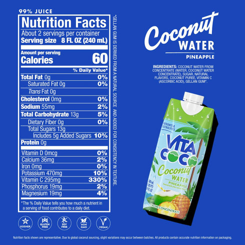 16.9 Oz (Pack 12), 202.8 Oz Vita Coco Coconut Water Naturally Hydrating Electrolyte Drink Smart Alternative to Coffee