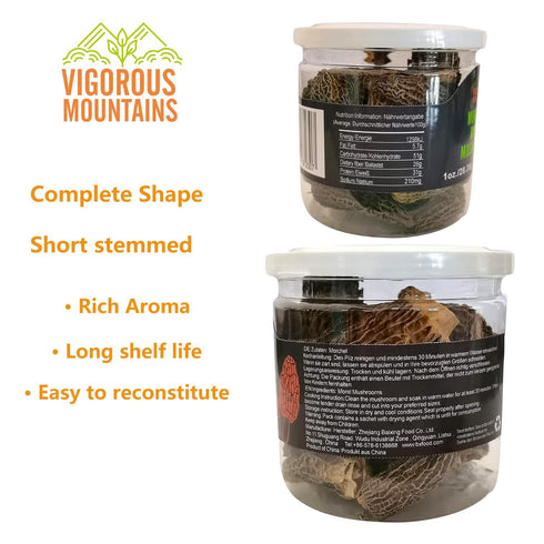VIGOROUS MOUNTAINS Dried Morel Mushrooms - 1 Ounce