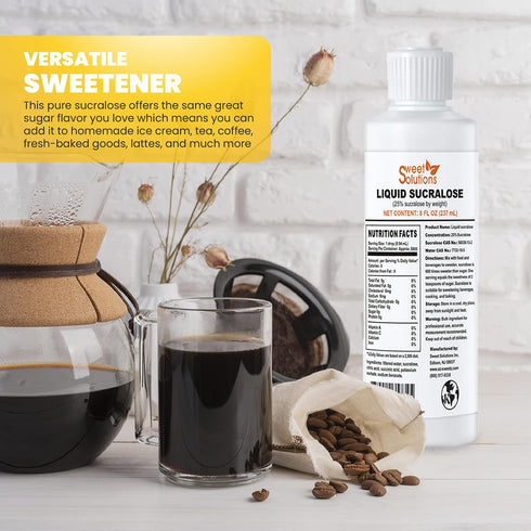 25% 8 oz. (2- Pack) Concentrated Liquid Sucralose Sweetener, Concentrated Sugar Alternative, Bulk for Drinks, Food