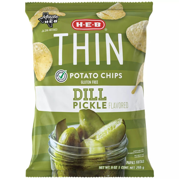 Generic HEB Thin Potato Chips - Dill Pickle 9 oz 2 Bags