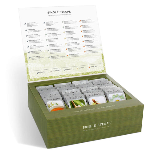 15 Tea Forte Single Steeps Loose Leaf Tea Sampler, Assorted Variety Tea Box, Single Serve Pouches, Classic Tea